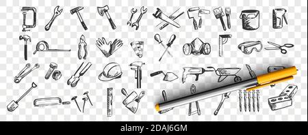Repairs doodle set Stock Vector