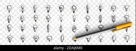 Light bulbs doodle set Stock Vector