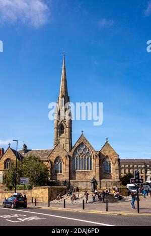 St. Mary's Cathedral, spire and stained-glass East Window Stock Photo