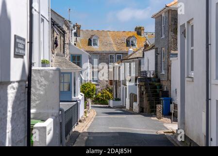 Houses and buildings on Back Road East. Narrow street in St Ives, Cornwall, UK Stock Photo