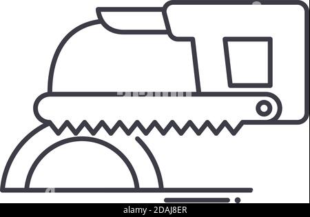 Bow saw icon, linear isolated illustration, thin line vector, web design sign, outline concept symbol with editable stroke on white background. Stock Vector