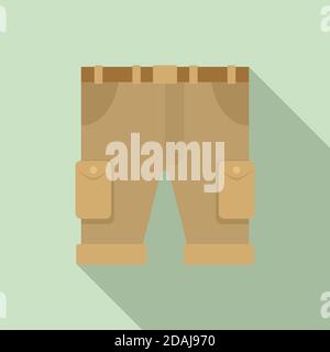 Safari hunting shorts icon, flat style Stock Vector