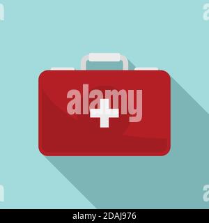 Safari hunting first aid kit icon, flat style Stock Vector