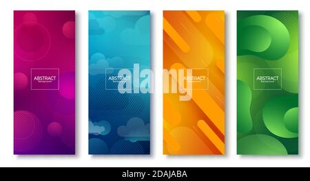 Abstract background vector poster set. Abstract background with colorful geometric gradient element textured shapes for graphic poster collection Stock Vector