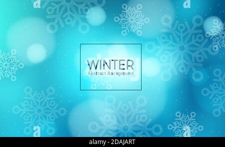 Winter abstract vector template design. Winter abstract background text with snowflakes elements in blue background for winter season Stock Vector