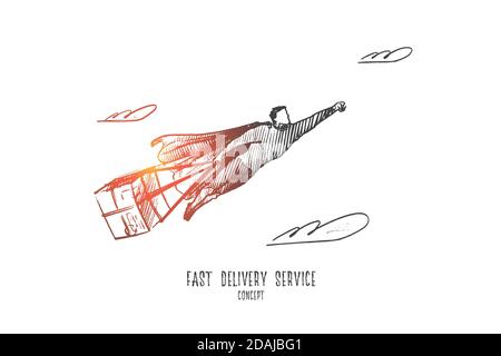 Fast delivery service concept. Hand drawn isolated vector Stock Vector