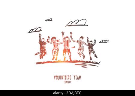 Volunteers concept. Hand drawn isolated vector Stock Vector