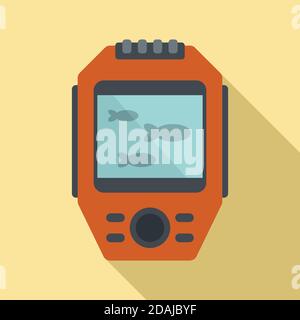 Display echo sounder icon, flat style Stock Vector