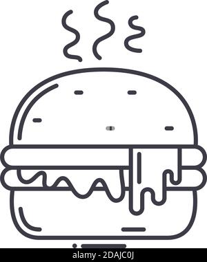 Burger icon, linear isolated illustration, thin line vector, web design sign, outline concept symbol with editable stroke on white background. Stock Vector