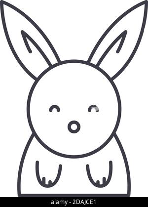 Bunny icon, linear isolated illustration, thin line vector, web design sign, outline concept symbol with editable stroke on white background. Stock Vector