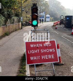 Temporary traffic lights on GO Stock Photo - Alamy