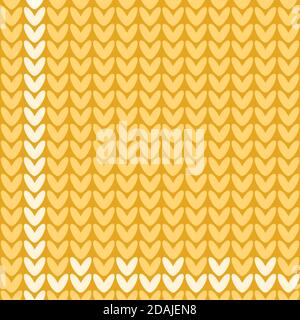 Knitted vector texture in yellow color with simple pattern. Stock Vector