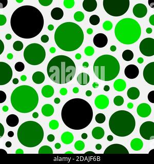 Green geometric rounds polka dot on white background seamless pattern Stock Vector