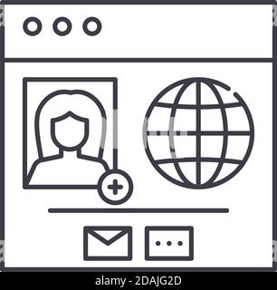 Business contacts icon, linear isolated illustration, thin line vector, web design sign, outline concept symbol with editable stroke on white Stock Vector