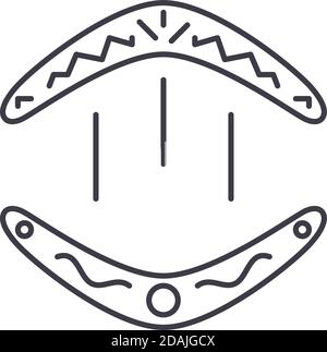 Boomerang icon, linear isolated illustration, thin line vector, web design sign, outline concept symbol with editable stroke on white background. Stock Vector