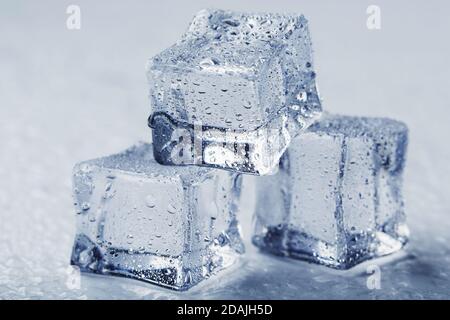 Blocks of Ice With water Drops close-up. Stock Photo