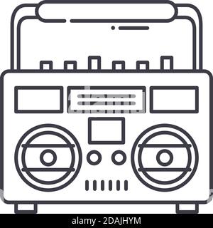 Boombox icon, linear isolated illustration, thin line vector, web design sign, outline concept symbol with editable stroke on white background. Stock Vector