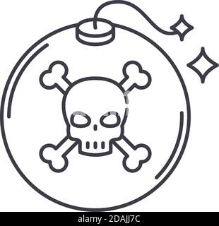 Bomb icon, linear isolated illustration, thin line vector, web design sign, outline concept symbol with editable stroke on white background. Stock Vector