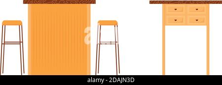 Cafe counters flat vector object set Stock Vector