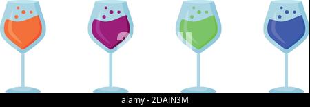 Colorful drinks flat object set Stock Vector