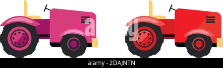 Tractors flat color vector objects set Stock Vector