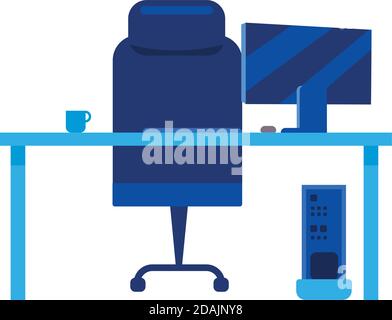 Office working place flat color vector object Stock Vector