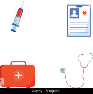 First aid flat color vector object set Stock Vector