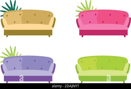 Sofa flat color vector objects set Stock Vector