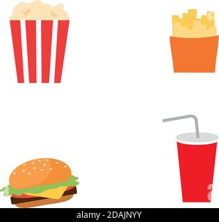 Fast food flat color vector objects set Stock Vector