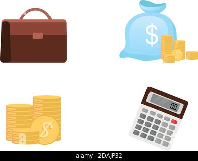 Business flat color vector objects set Stock Vector