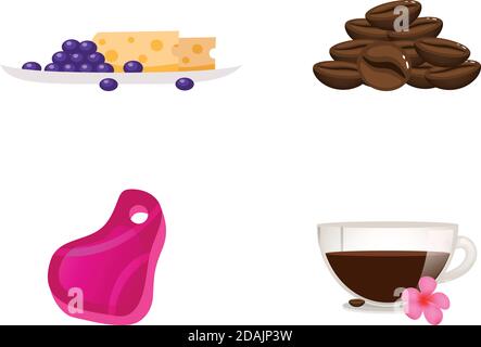 Food flat color vector objects set Stock Vector