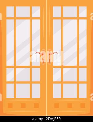 Double ornate door flat color vector object Stock Vector
