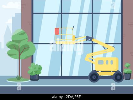Empty city street flat color vector illustration Stock Vector