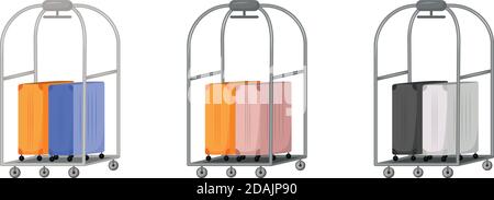 Suitcase delivery flat color vector object set Stock Vector