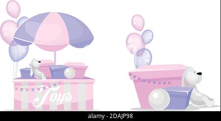 Toys flat color vector objects set Stock Vector
