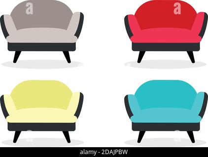 Armchairs flat color vector objects set Stock Vector