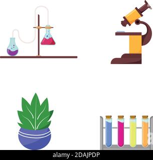 Laboratory equipment flat color vector object set Stock Vector