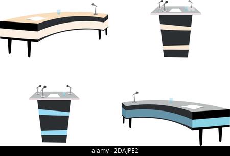 Conference tables flat color vector objects set Stock Vector