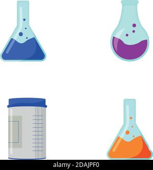 Chemical containers flat color vector object set Stock Vector