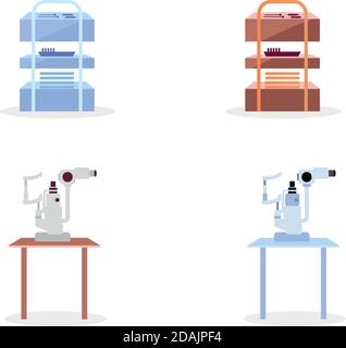 Medical equipment flat color vector objects set Stock Vector