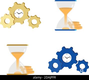 Time management flat color vector objects set Stock Vector
