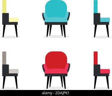 Chairs flat color vector objects set Stock Vector