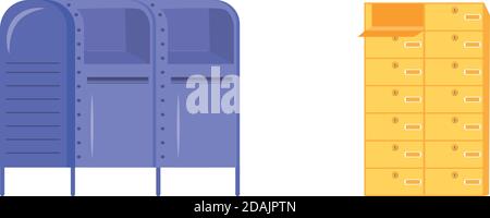 Apartment mailboxes flat object set Stock Vector