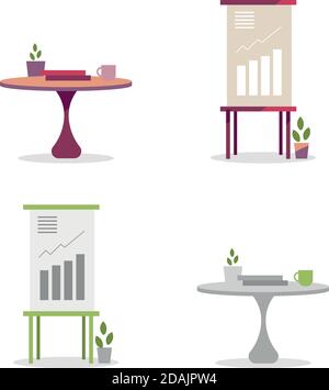 Statistics boards and tables objects Stock Vector