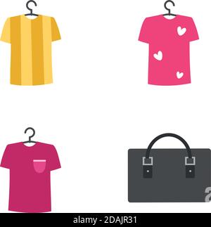T shirts on hangers flat objects set Stock Vector