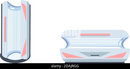 Solarium machine flat color vector objects set Stock Vector