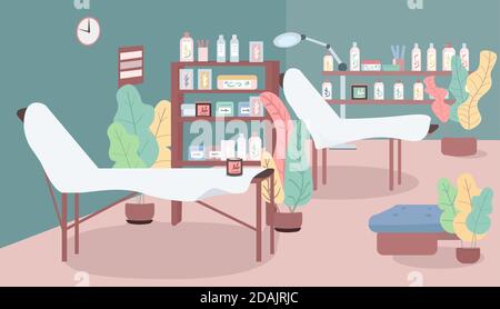 Cosmetology salon flat color vector illustration Stock Vector