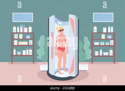 Solarium flat color vector illustration Stock Vector