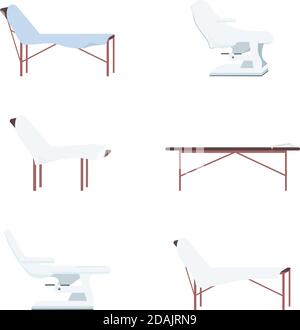 Clinic bed flat color vector objects set Stock Vector