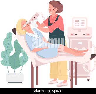 Light skin therapy flat color vector detailed characters Stock Vector